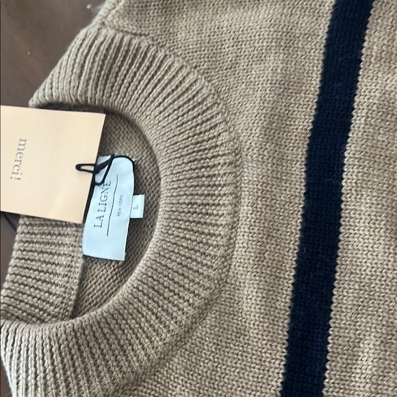 La Ligne Tan and Black Crew Neck Sweater - Picture 3 of 4